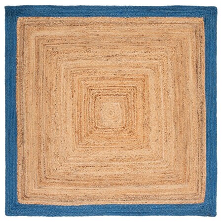 Safavieh 6 x 6 ft. Natural Fiber Contemporary Square Flat Weave Rug Natural & Blue NFB852M-6SQ